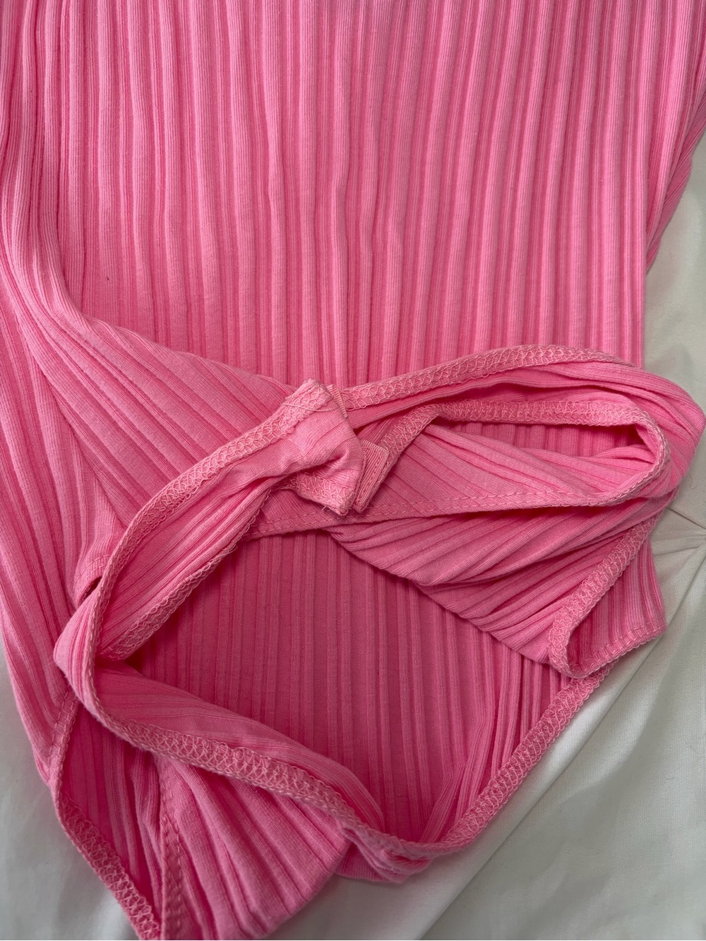 Pink Ribbed Halter One-Piece Bodysuit - Picture 3 of 5